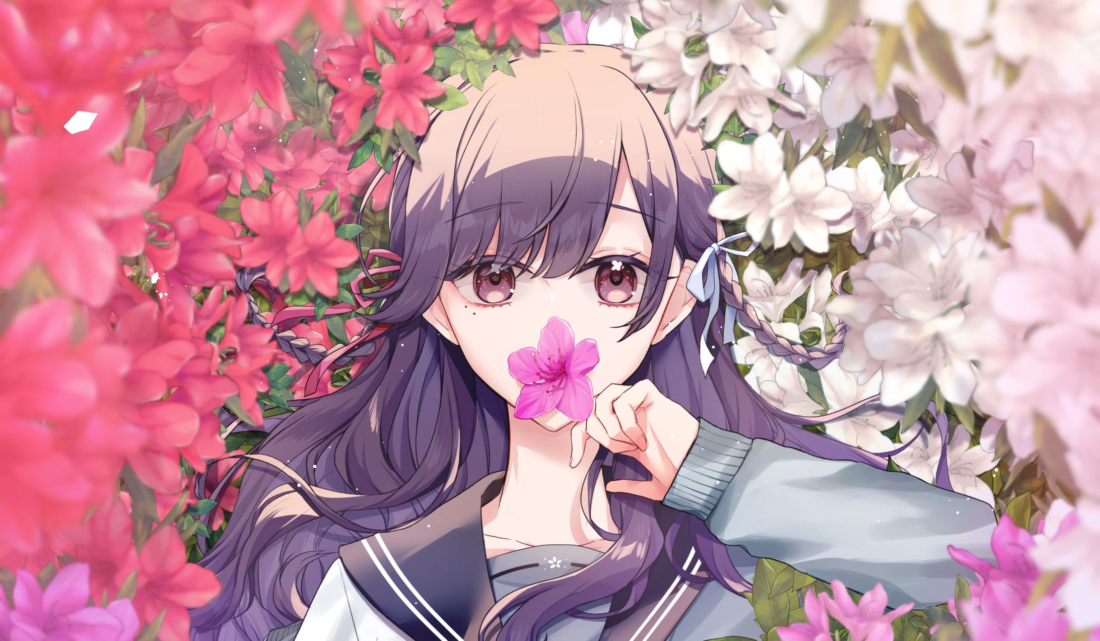 躑躅と女の子-1