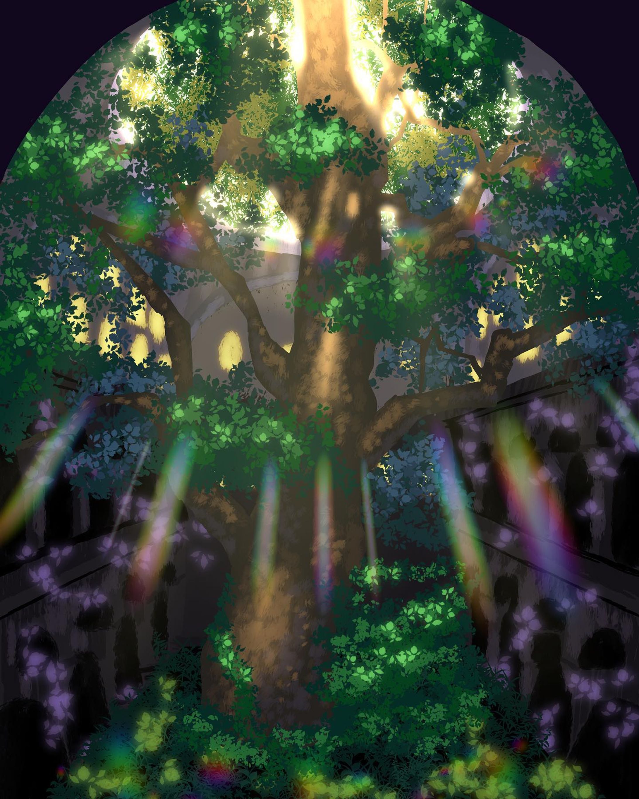 廃墟と巨木。

#イラスト
#オリジナルイラスト
#一次創作
#一次創作イラスト
#背景画-1