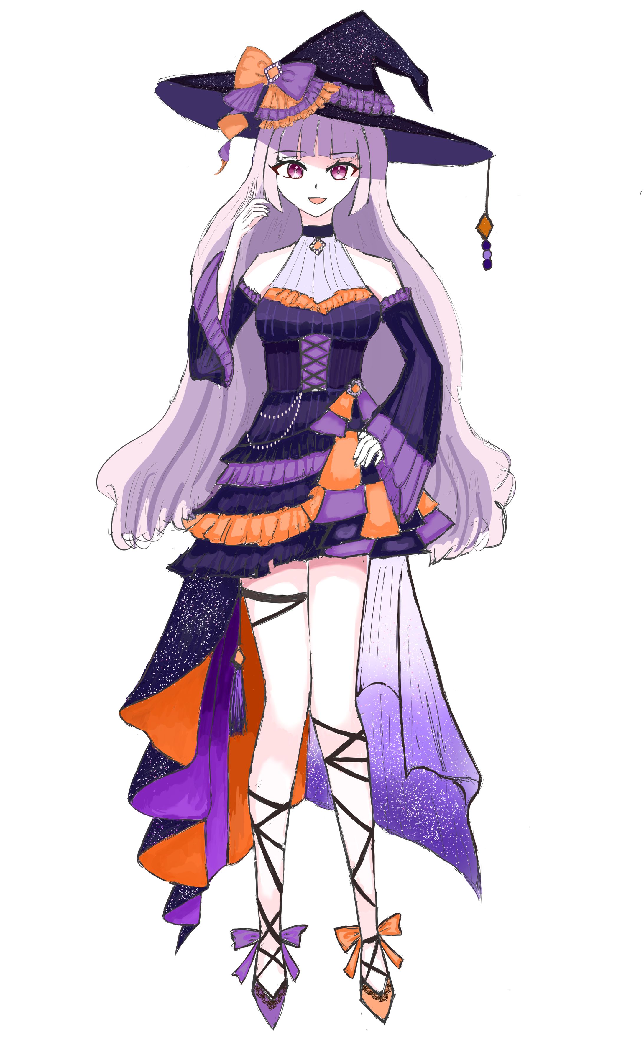 ハロウィン×アイドル  立ち絵ラフ-1