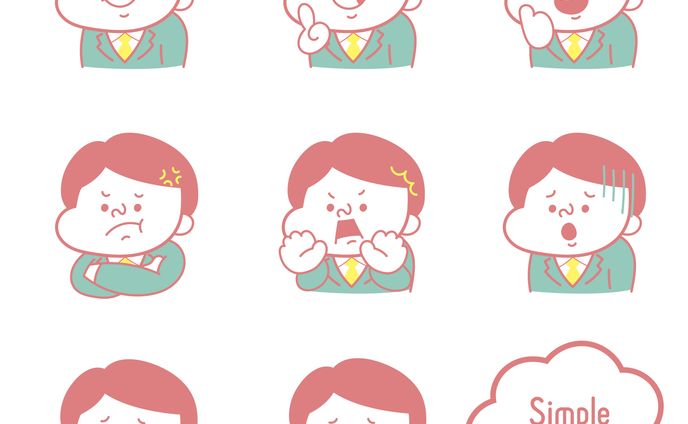 ベクター　シンプル人物アイコン　表情バリエーション