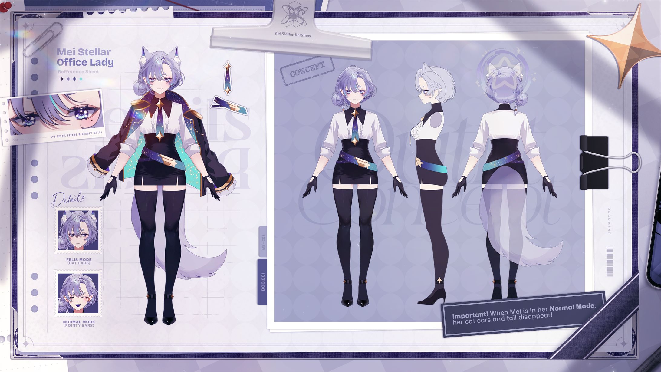 Ref.Sheet / Mei Stellar【Office Lady Theme】-1