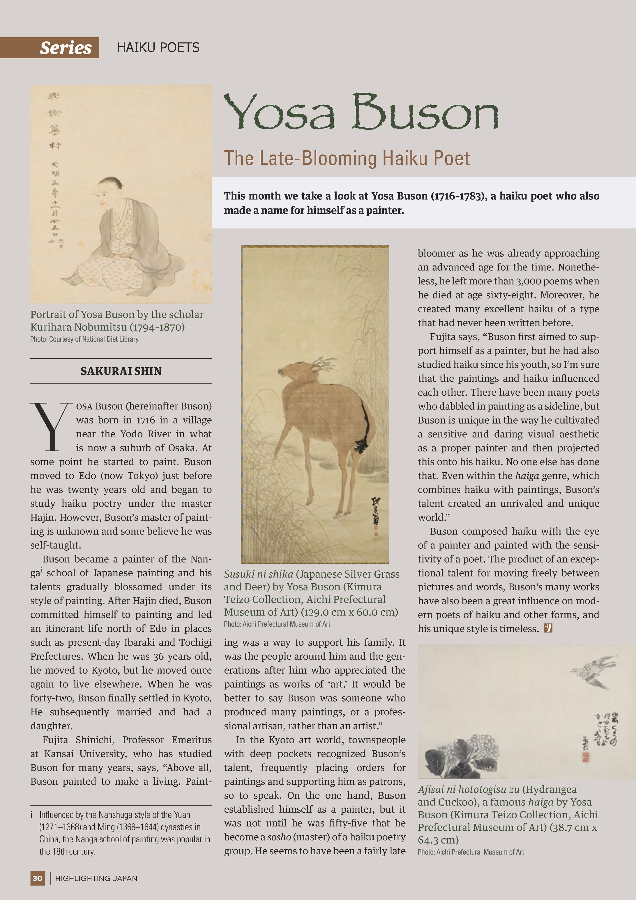 hlj202207 30 31 Yosa Buson, The Late Blooming Haiku Poet-1