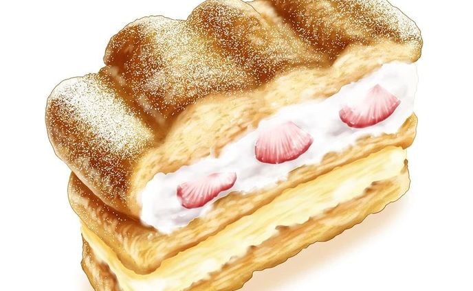 ふわふわ生地に苺とクリーム♪
カルディナール・シュニッテンというケーキだそうです☕。

#ケーキイラスト #ケーキ #スイーツ #スイーツ #カルディナールシュニッテン #シュニッテン #たべものイラスト #食べ物イラスト #foodieart #foodillust #foodillustration #artwork #sweets #cake #kardinalschnitte #illustration