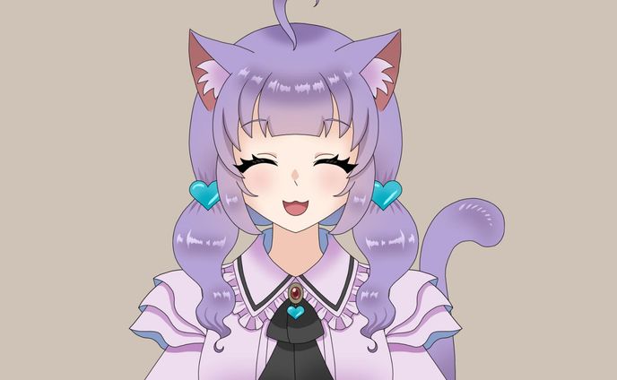 Live2D 紫ネコミミちゃん 笑顔