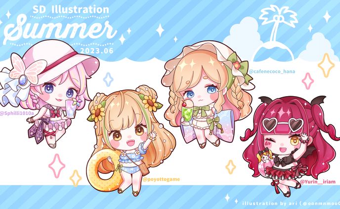 Fan art┊ミニキャライラスト、衣装デザイン┊Twitter企画