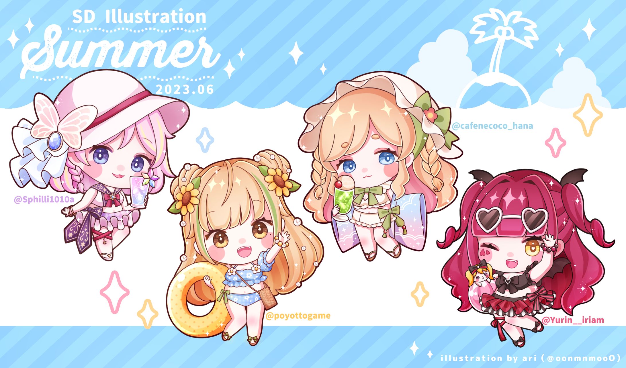 Fan art┊ミニキャライラスト、衣装デザイン┊Twitter企画-1