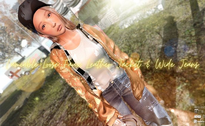 {amiable}Loose Faux Leather Jacket & Wide Jeans＠the C88(Special SALE).