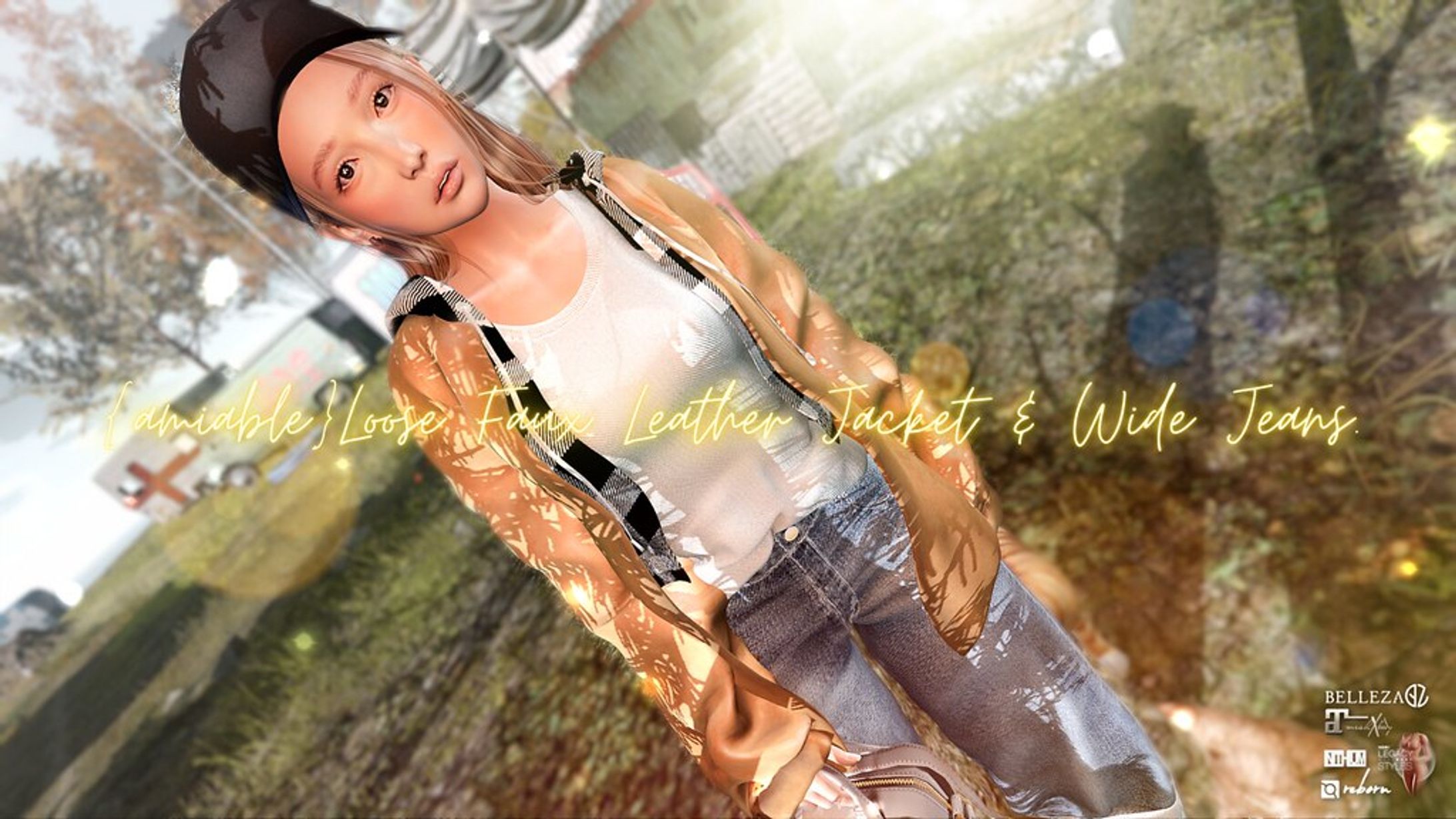 {amiable}Loose Faux Leather Jacket & Wide Jeans＠the C88(Special SALE).-1