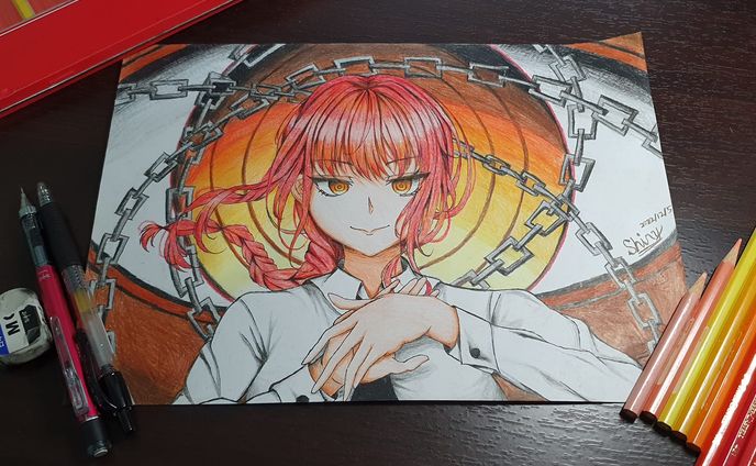 鍊鋸人マキマ - 色鉛筆手繪