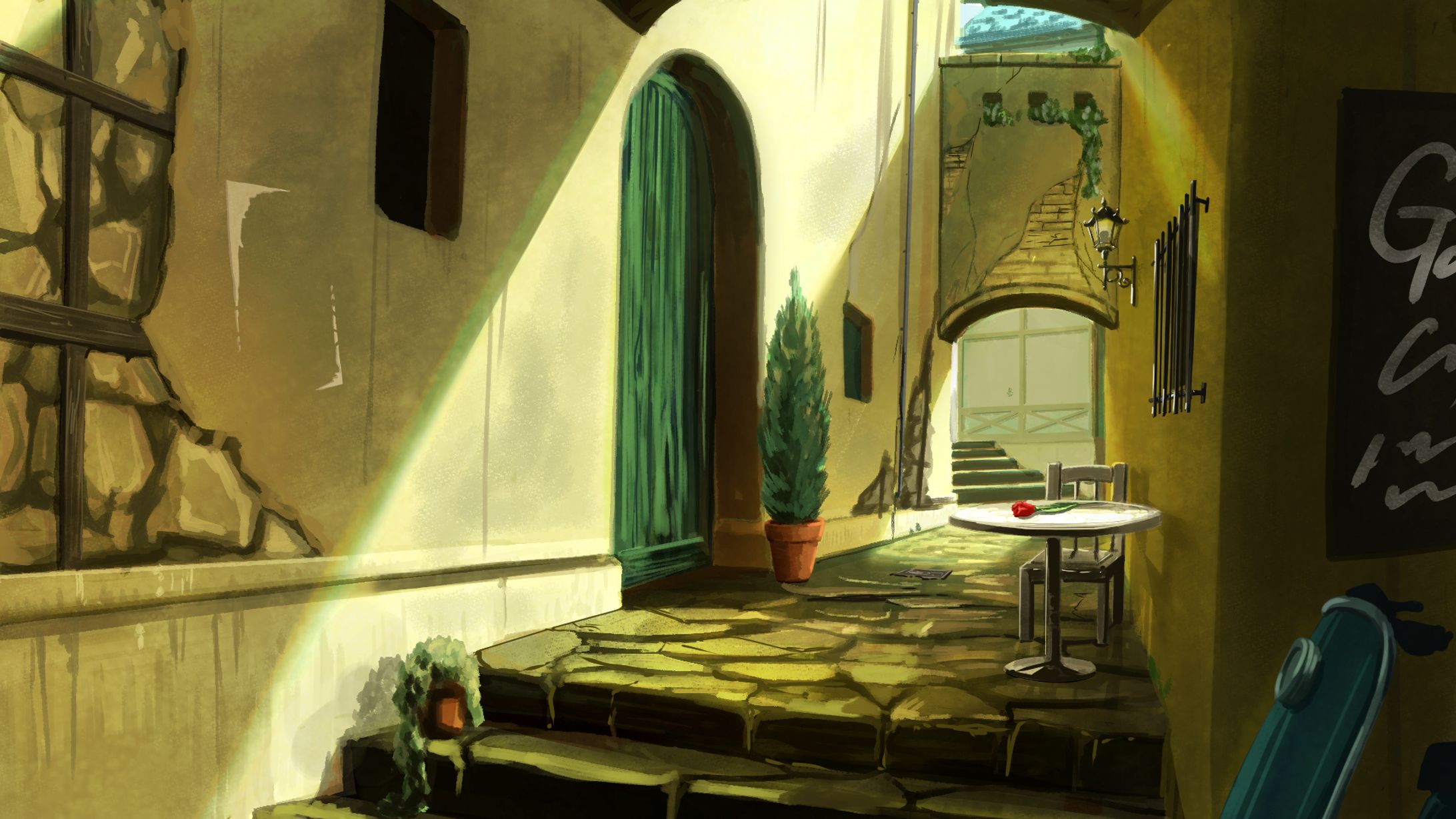 【イラスト】路地裏の特等席-1