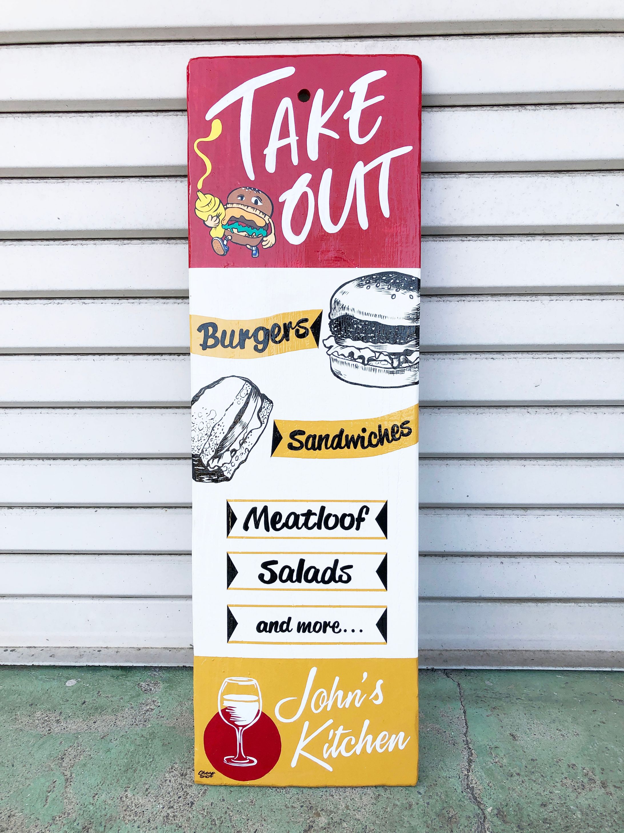 John's Kitchen | Take out Sign |Sign Paint-1