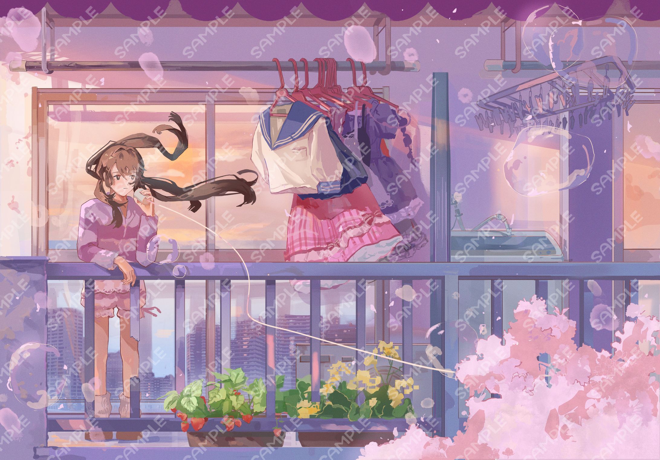 【装画】私様　「春滅苺歌」表紙、裏表紙イラスト-1