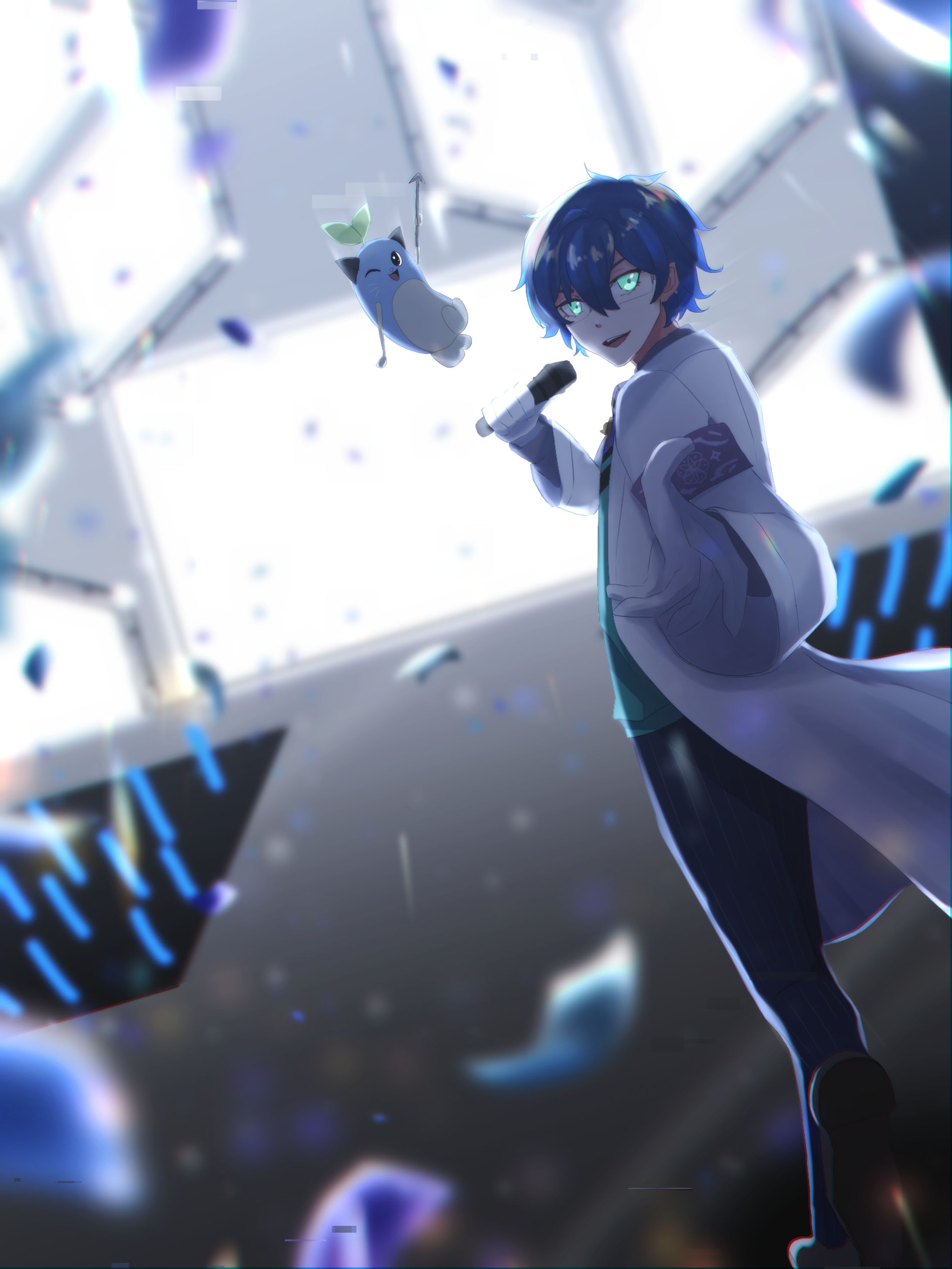 【FA/一枚絵】レオス・ヴィンセントさんとまめねこ-1