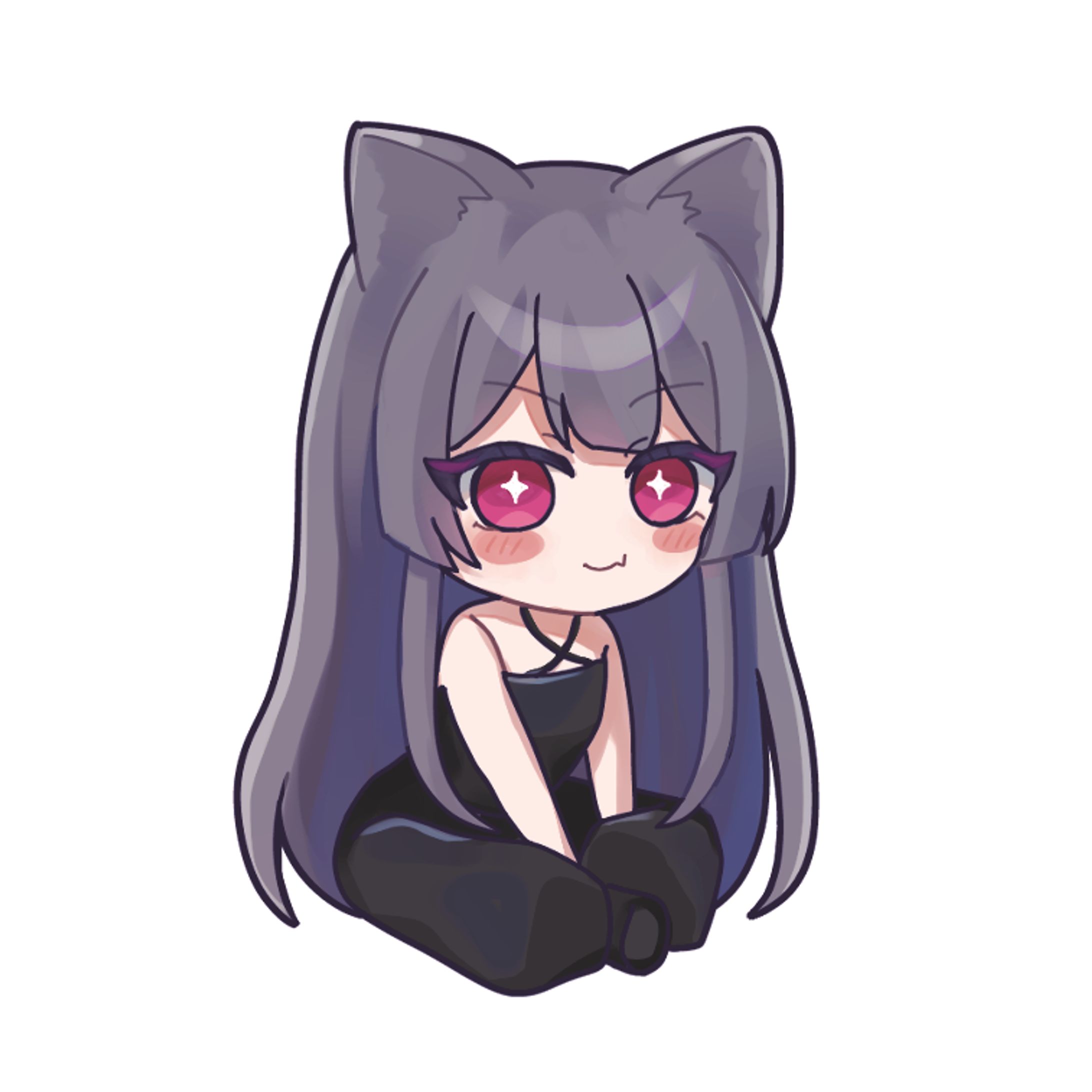 黒猫の少女のデフォルメイラスト-1