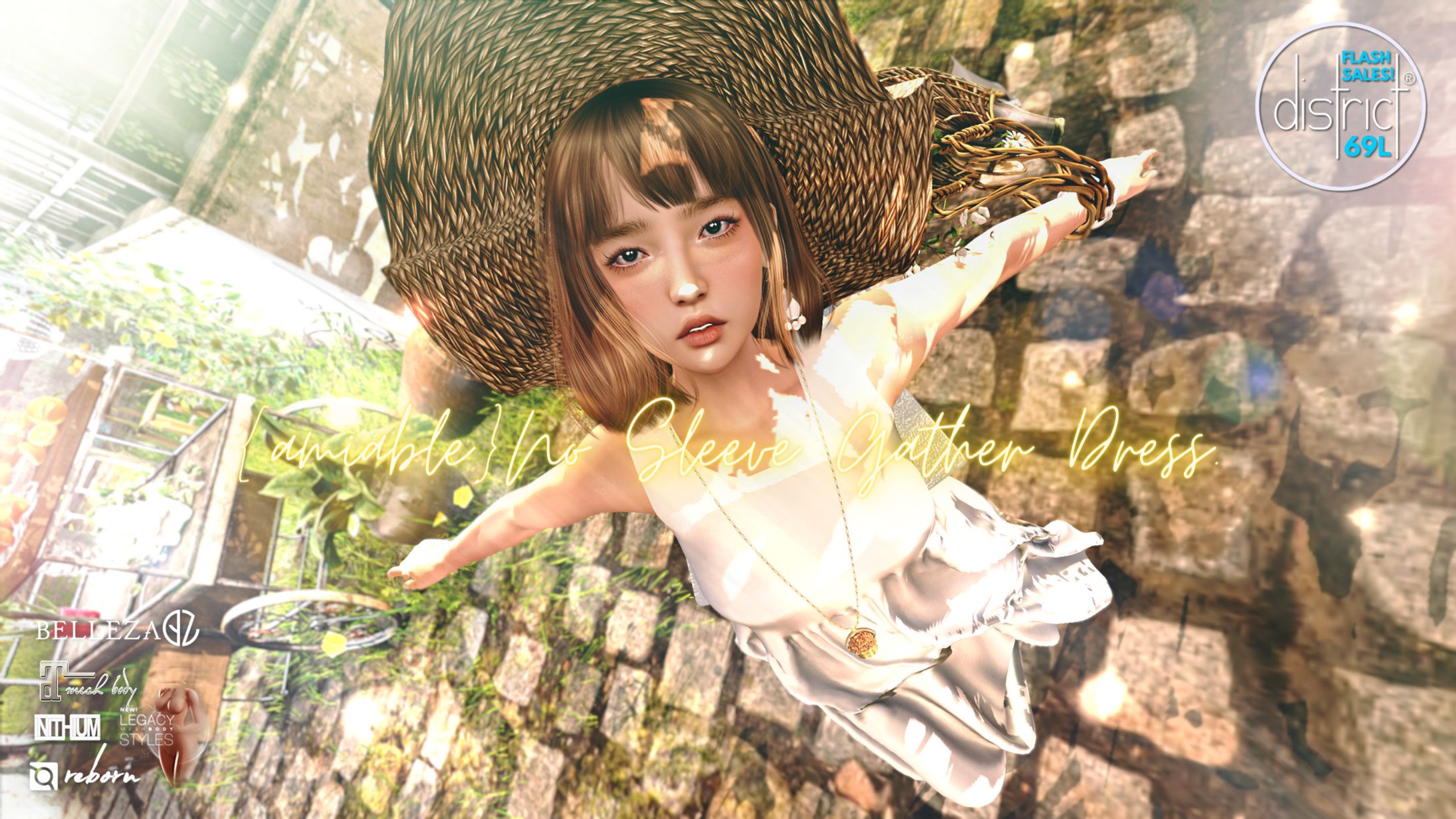 {amiable}No Sleeve Gather Dress@DISTRICT69.-1