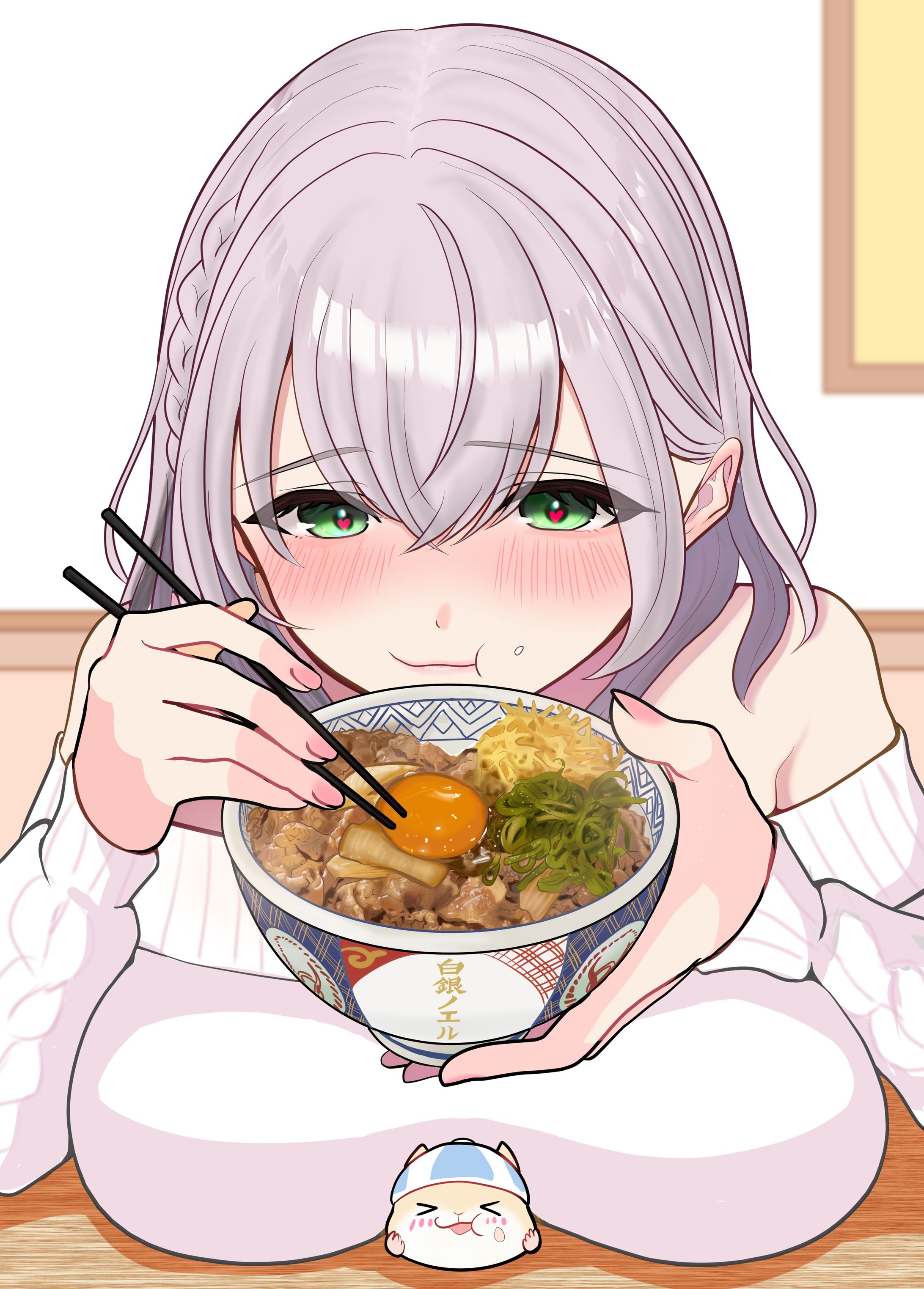 白銀ノエル様　牛丼食す-1