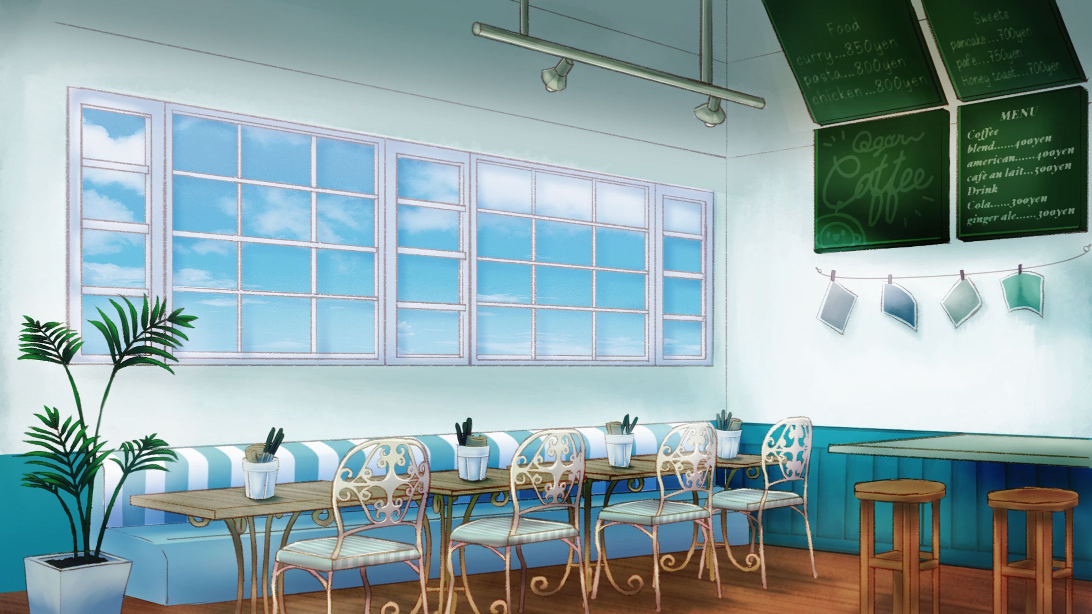 カフェ風の背景：ラフ画像-1