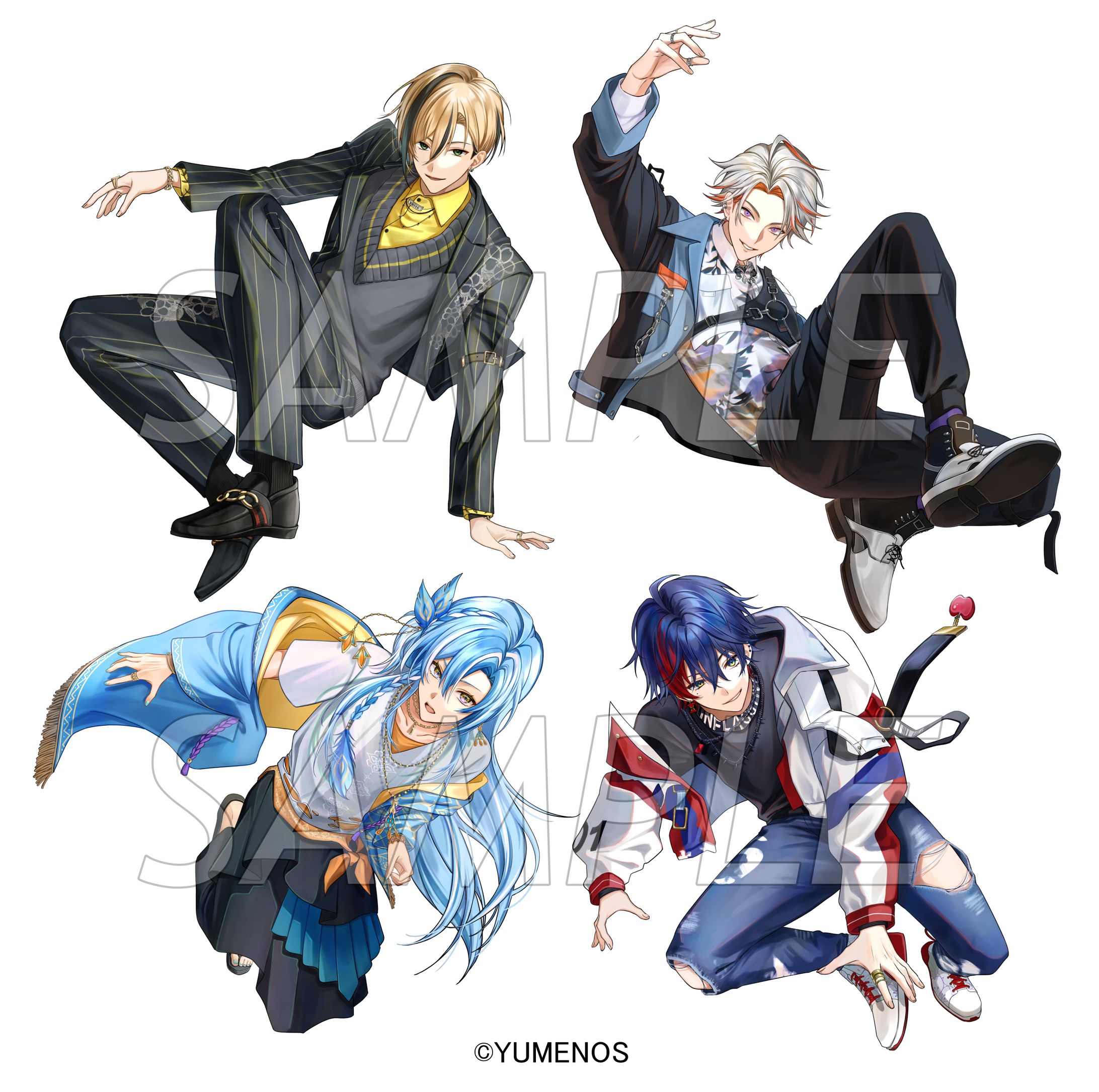 【work】YUMENOS所属  那和ツムグ様/白波瀬ソル様/十神仁様/綾見ユラ様のファイアダンスcover動画　キャラクターイラスト-1