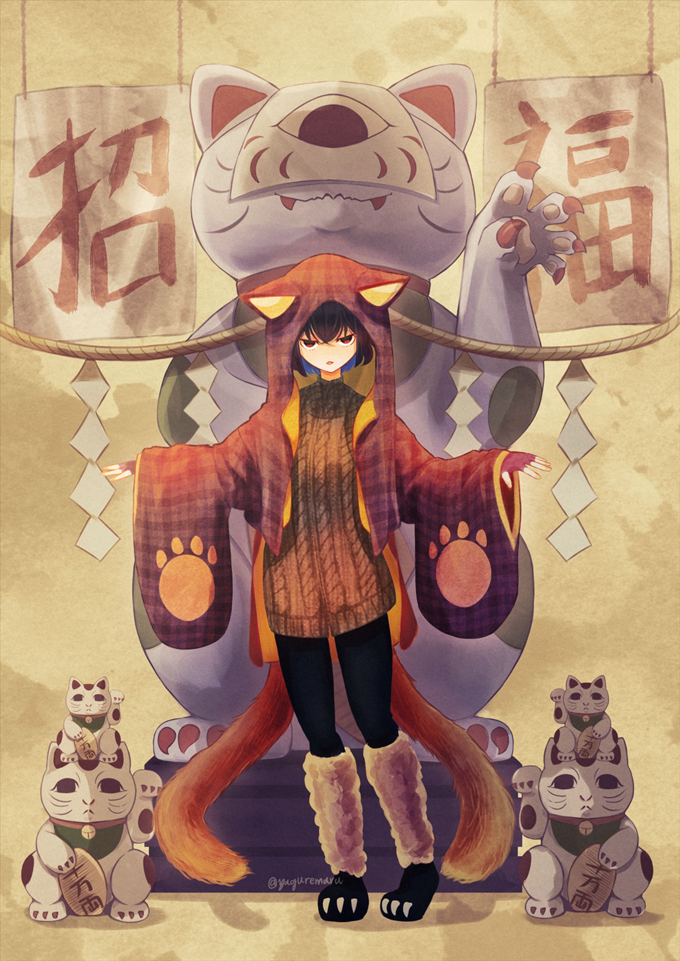 和風少女と招き猫-1