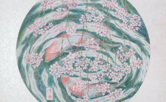 「恋」   日本画  螺鈿使用