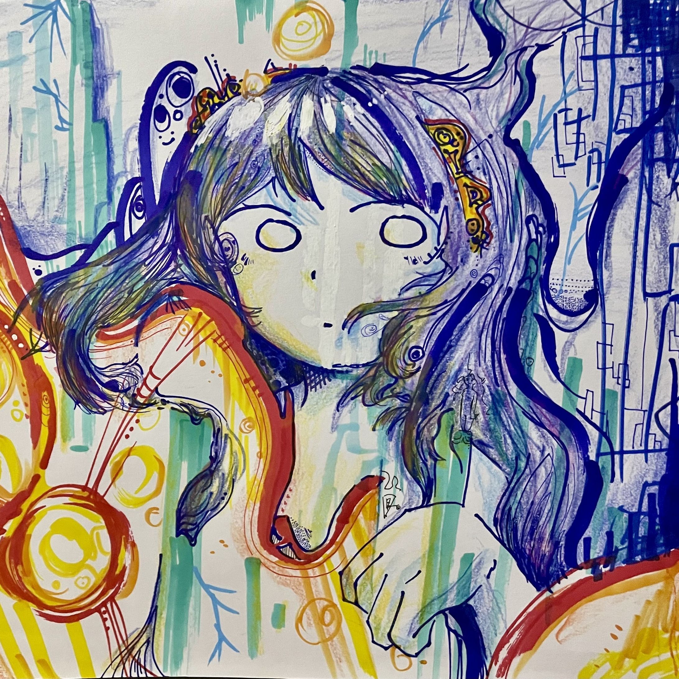 I draw picture like this( ¨̮ )-1