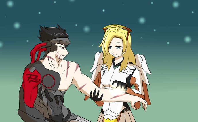 Overwatch - Genji x Mercy