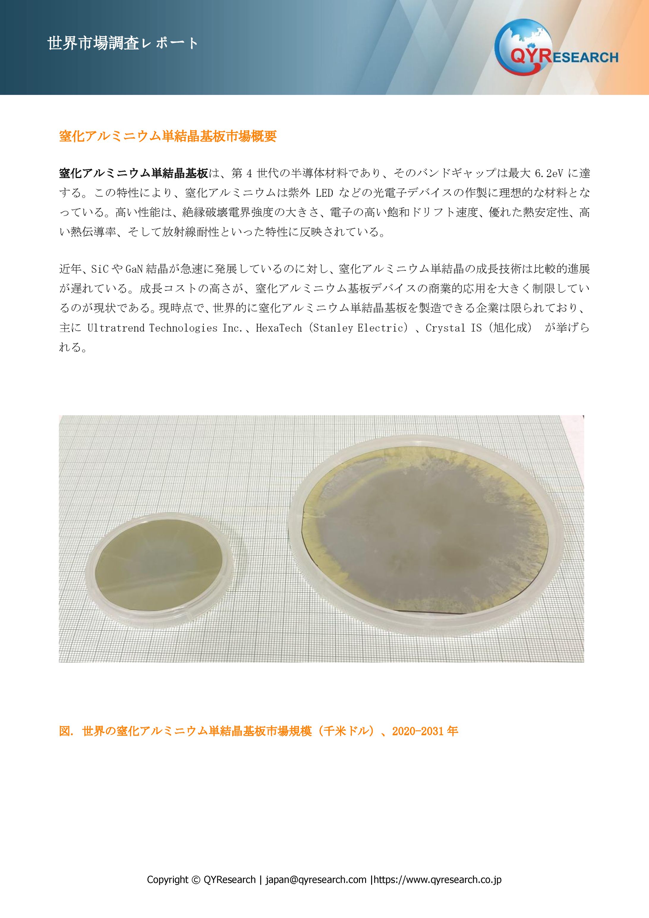 窒化アルミニウム単結晶基板市場データベース2025：製品別・用途別・企業別の詳細分析-1