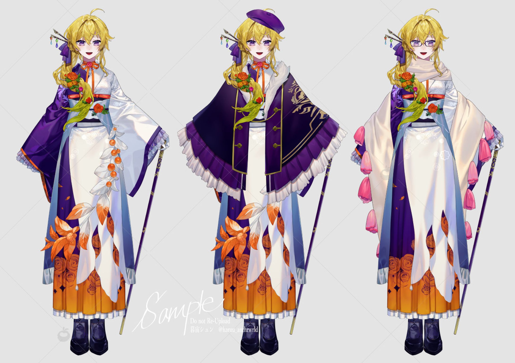 華々里らなん様　着物衣装Live2D立ち絵-1