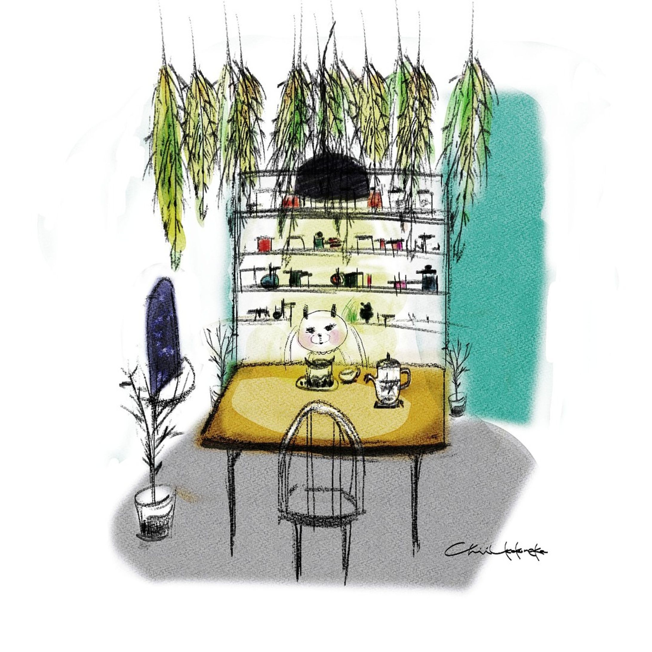 【後日談】
白き美しき塔へ向かう途中、
"マルフォバード"と言うカフェがありました。☕
"ピンキーローズのお茶"と"白き美しきケーキ"を食べたのです。
ピンキーローズのお茶は、ムーンドロップウォーターで淹れると、時間と共にピンク、ブルー、イエローに色が変変わります。🌈

白き美しき塔へ行く時は、一度立ち寄られては如何でしょうか。

そうそう、ちゃんと銀行にも立ち寄りましたよ！！💰

#art
#artwork
#painting
#fantasy
#drawing
#design
#illustration
#キリトリセカイ-1