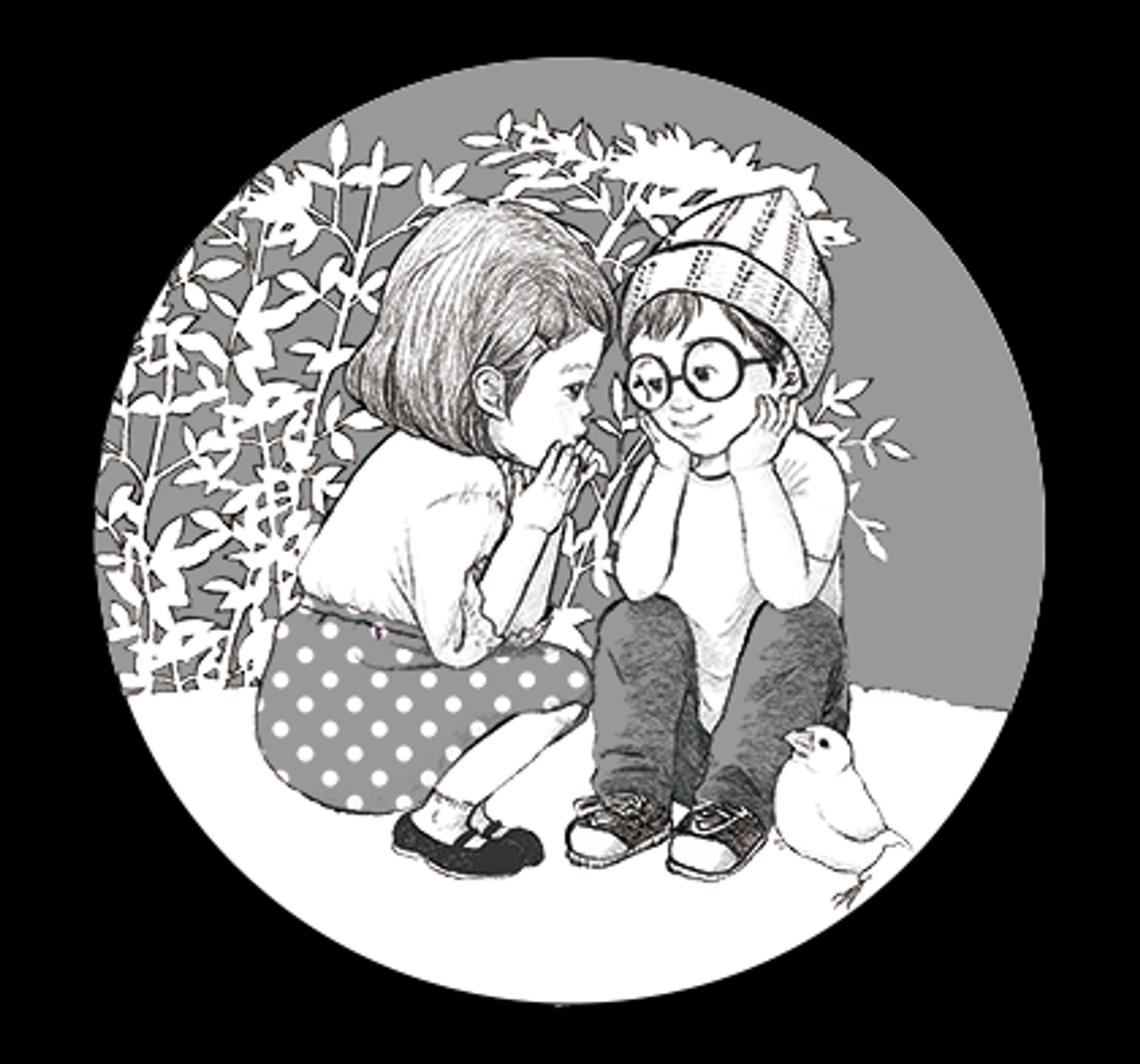 どうかん山こどもクリニック用イラスト：グレイ、線画-1
