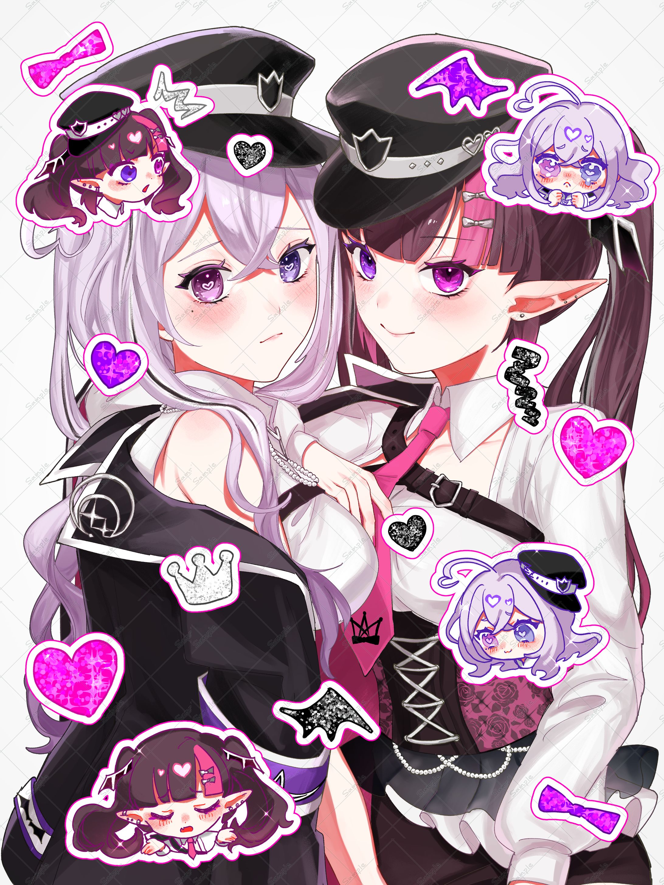 姫城るな様&宵闇ねむる様　記念イラスト-1