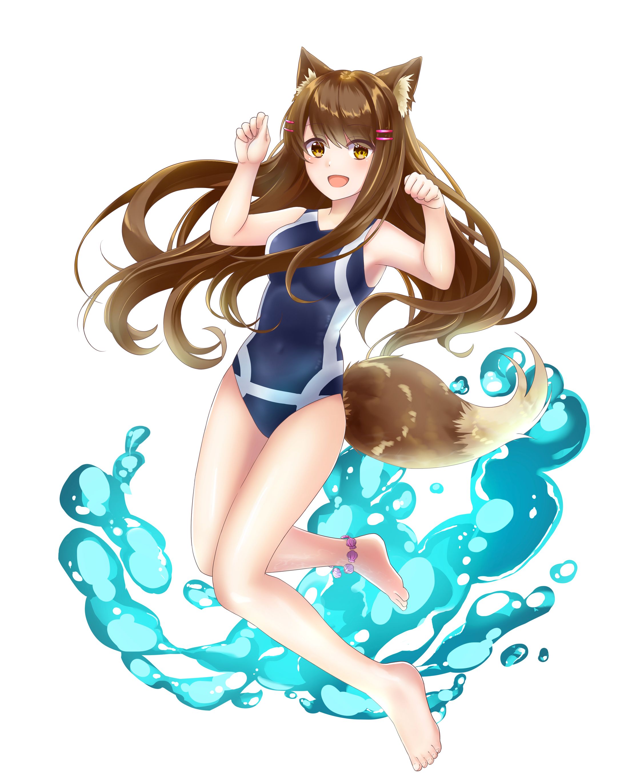 立ち絵/ケモ耳水着少女-1