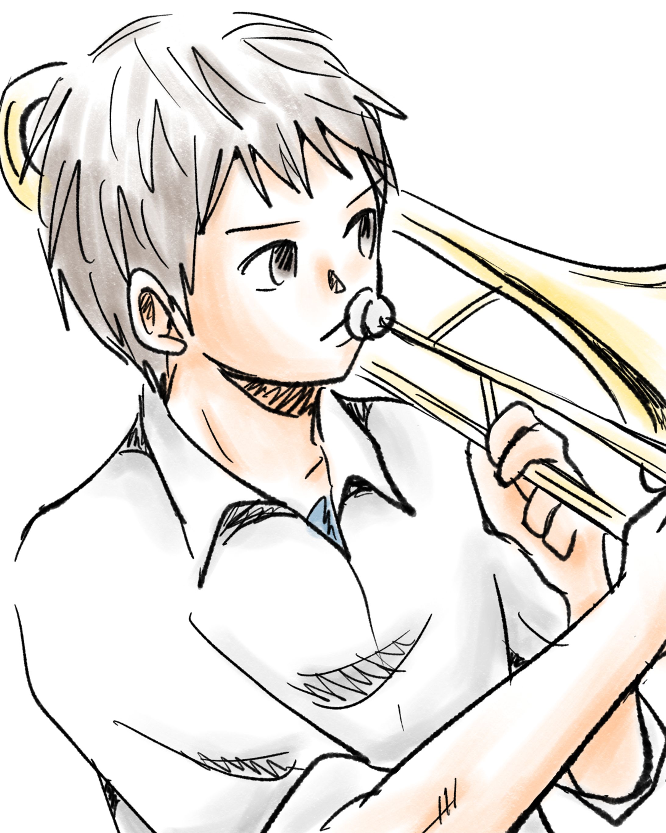 【イラスト】吹奏楽男子-1