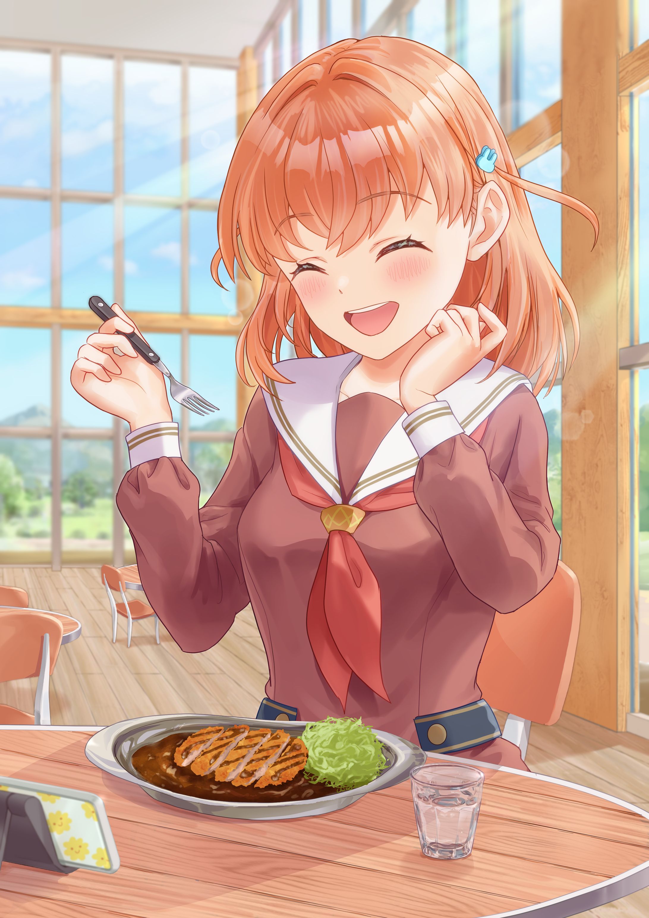 金沢カレーを食べる花帆-1