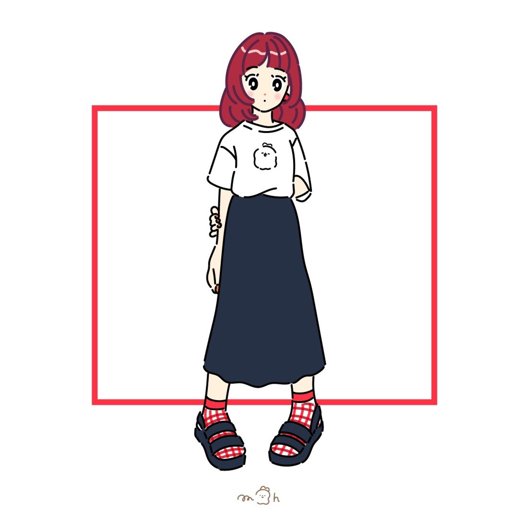 赤×黒
#illustration #イラスト #ほのぼの #イラストレーション　#イラスト　#いらすとぐらむ　#イラストグラム　#女の子イラスト #일러스트-1