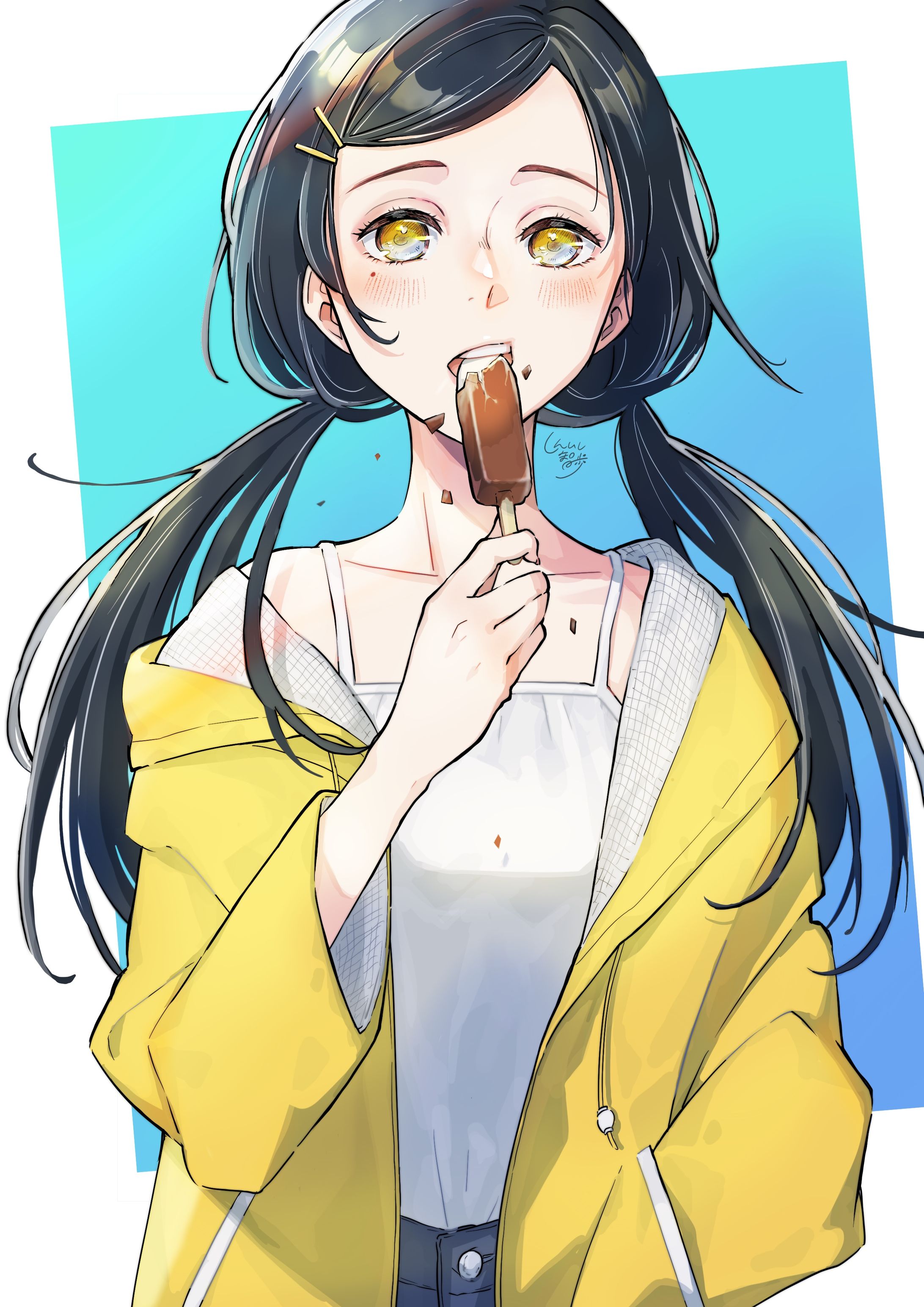 食べる女の子(チョコアイス)-1