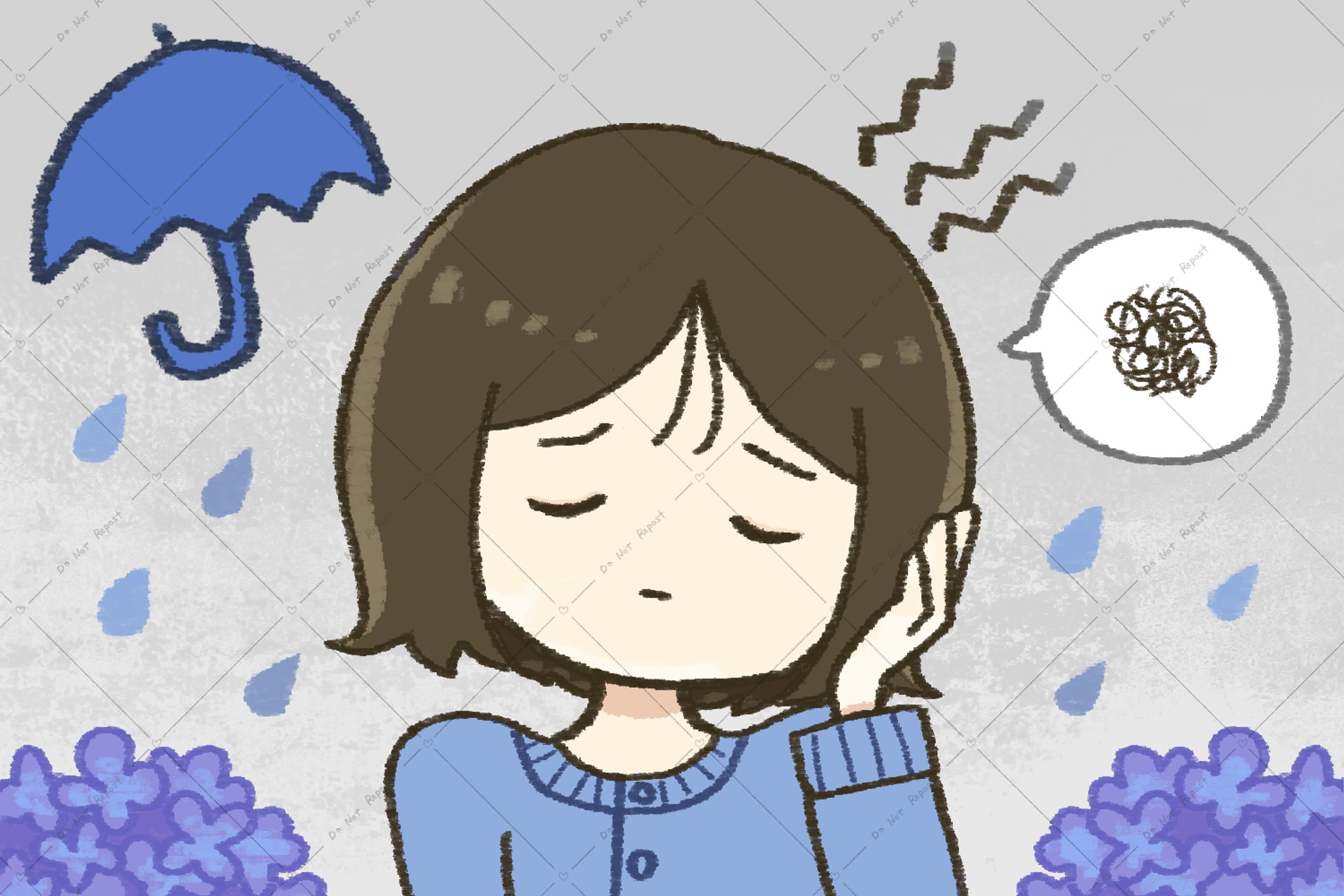 サムネイルイラスト|梅雨のだるさ-1