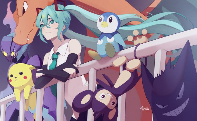 【ご依頼】ポケモンカードプレイマット用イラスト 初音ミク旅パ