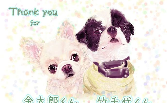 金太郎くんと、お友達の竹千代くんです✨⁡
⁡とても仲良しらしく、ぴったり身体をくっつけている姿が微笑ましいです😌⁡
⁡今回もありがとうございました！⁡
⁡・⁡
・⁡
⁡ #イラスト受付中 ⁡
⁡ #犬スタグラム ⁡
⁡ #犬のいる暮らし ⁡
⁡ #doglover ⁡
⁡ #イラストグラム