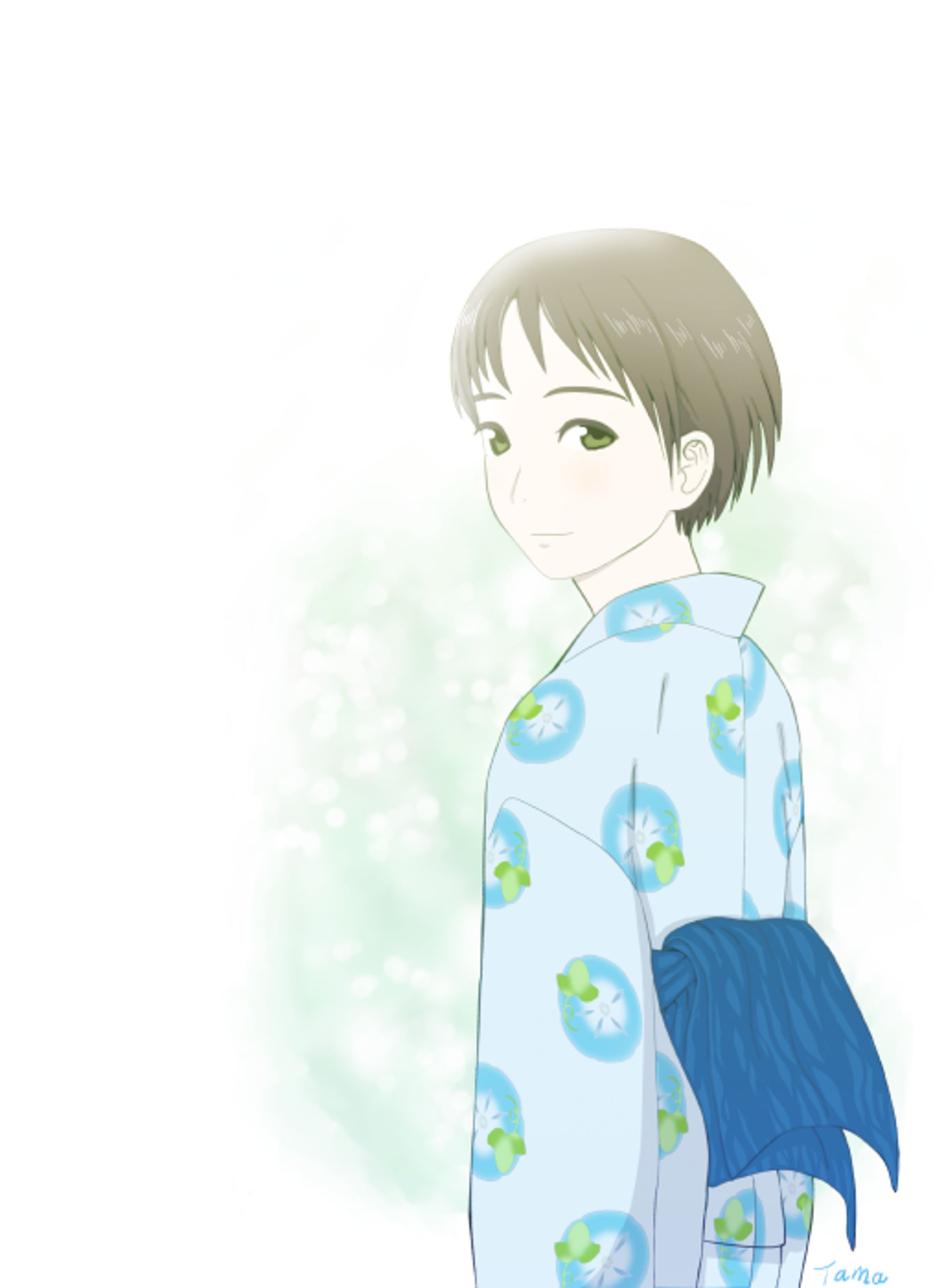 あさがおゆかたの少女-1