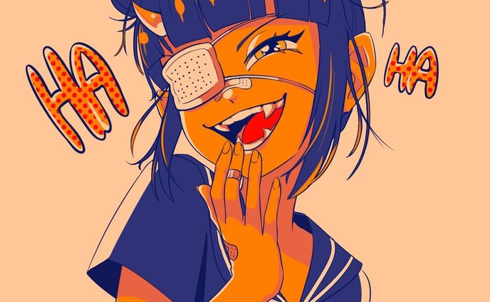 HA HA HA HA

#originalcharacter #oc #animegirl
#anime #schoolgirluniform #oni
#demon #laugh #orange #女子 ＃制服 　＃鬼 #オリジナル #オリジナルキャラ