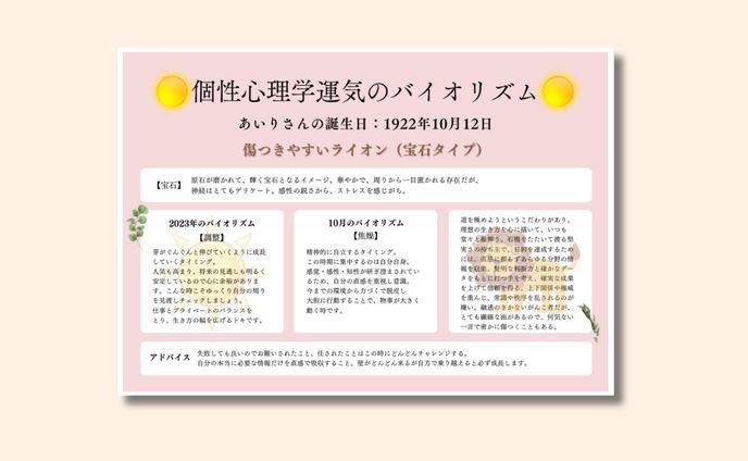 【鑑定書】個性心理学