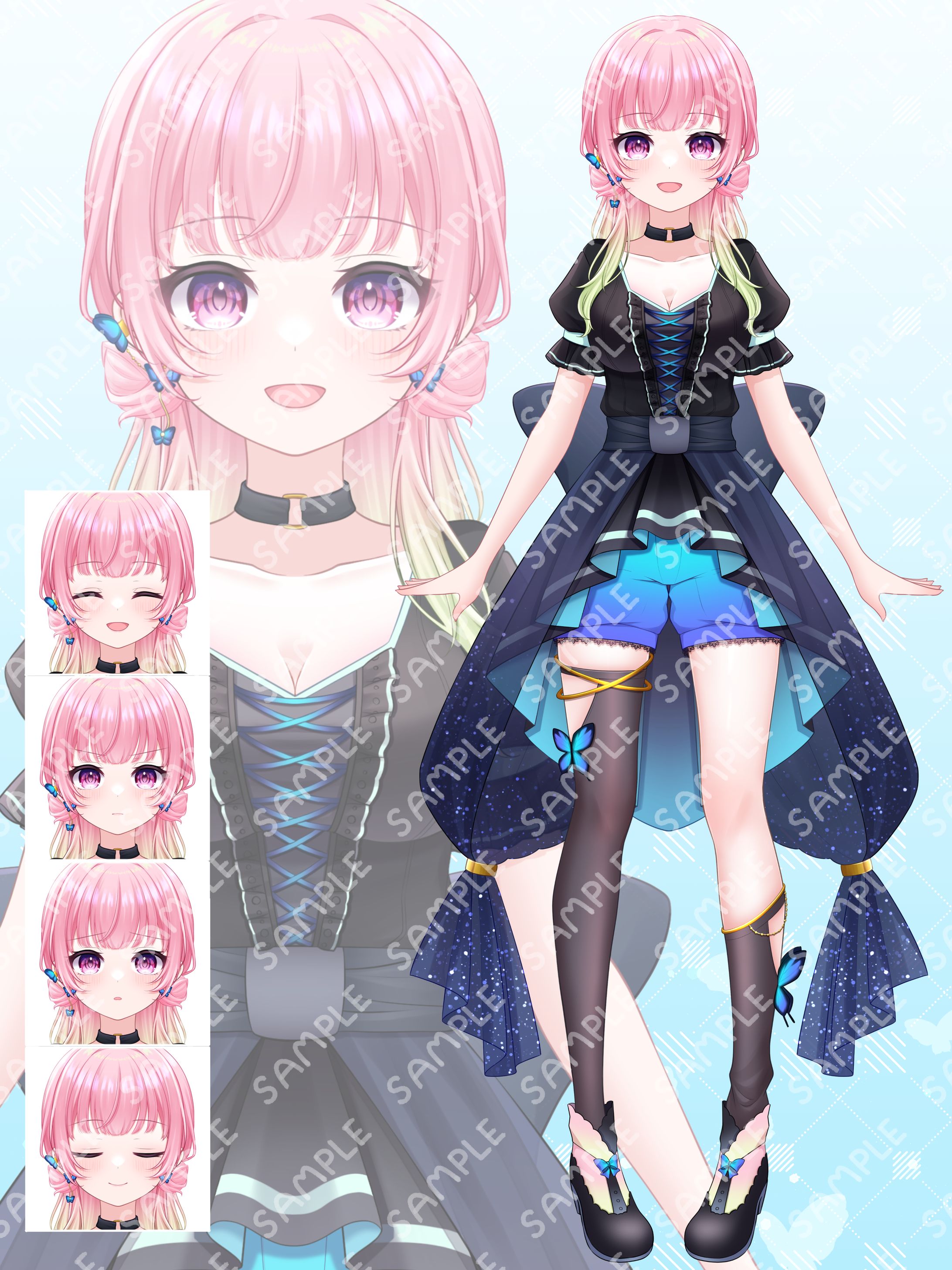 ReahさまよりLive2D用パーツ分け立ち絵と三面図のご依頼-1