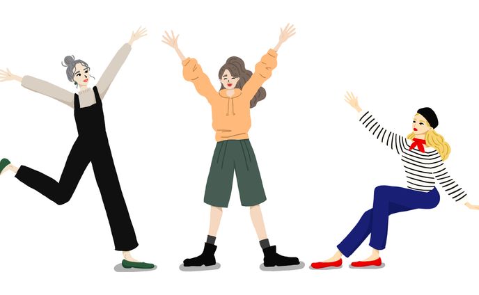 喜んでいる女の子セット　塗り
