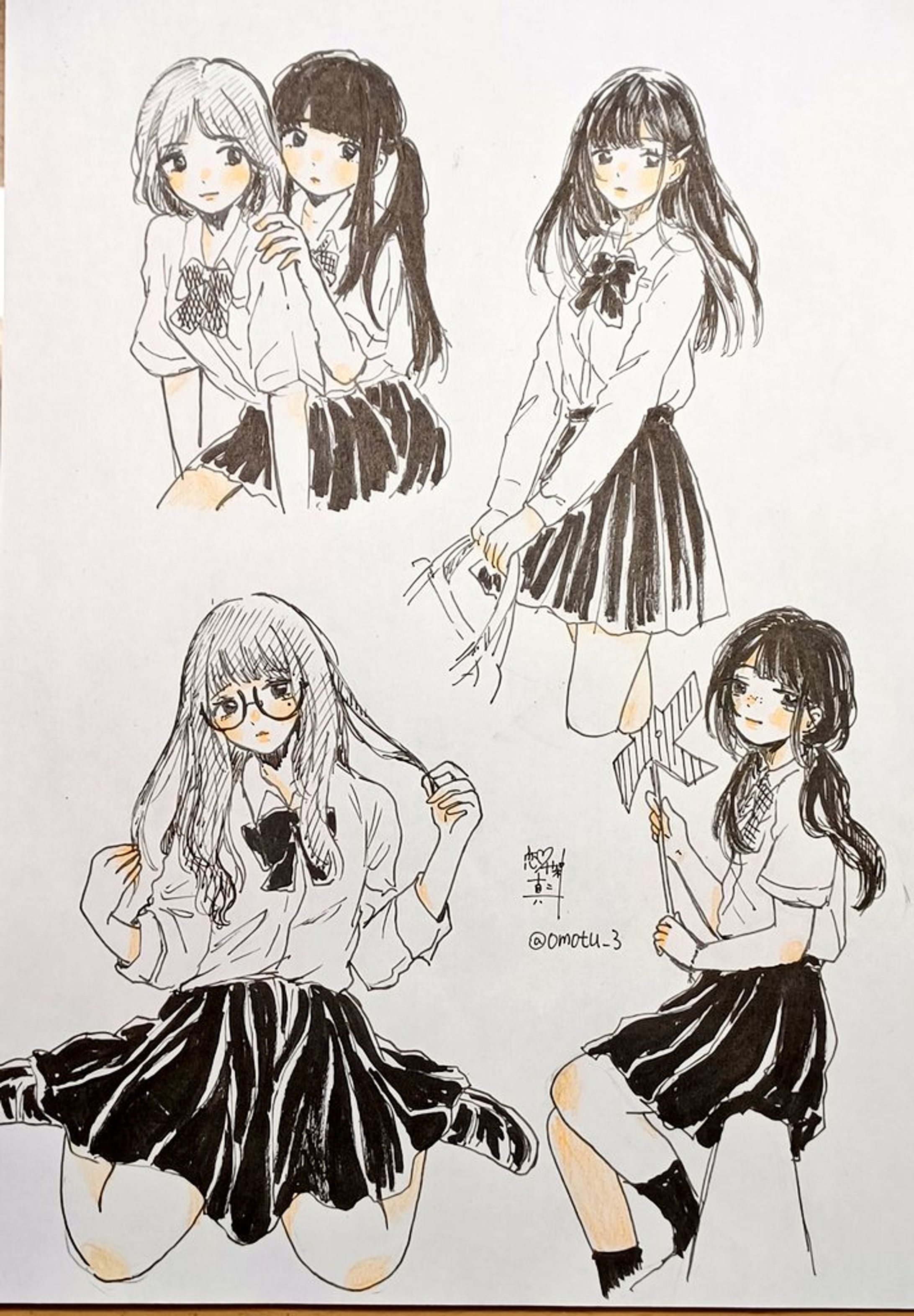  モノクロ女の子集-1