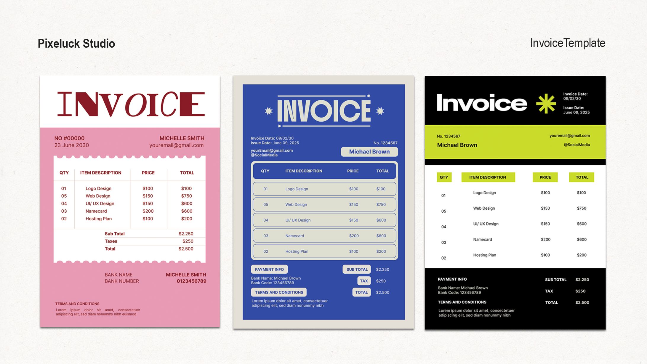 [FREELANCE] Pixeluck Invoice Template-1