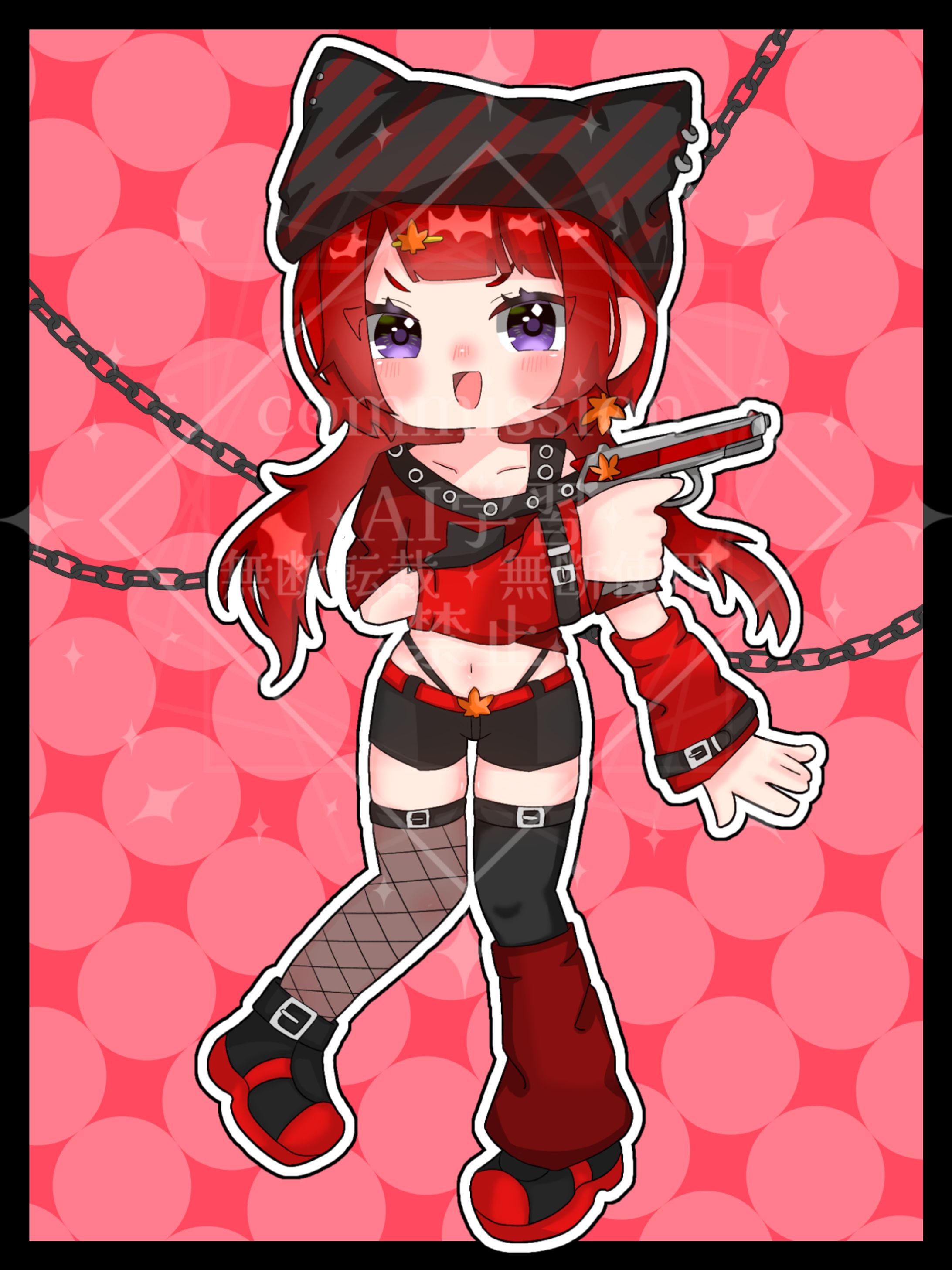 ミニキャラ全身･衣装デザイン / 紅髪 紅葉様-1