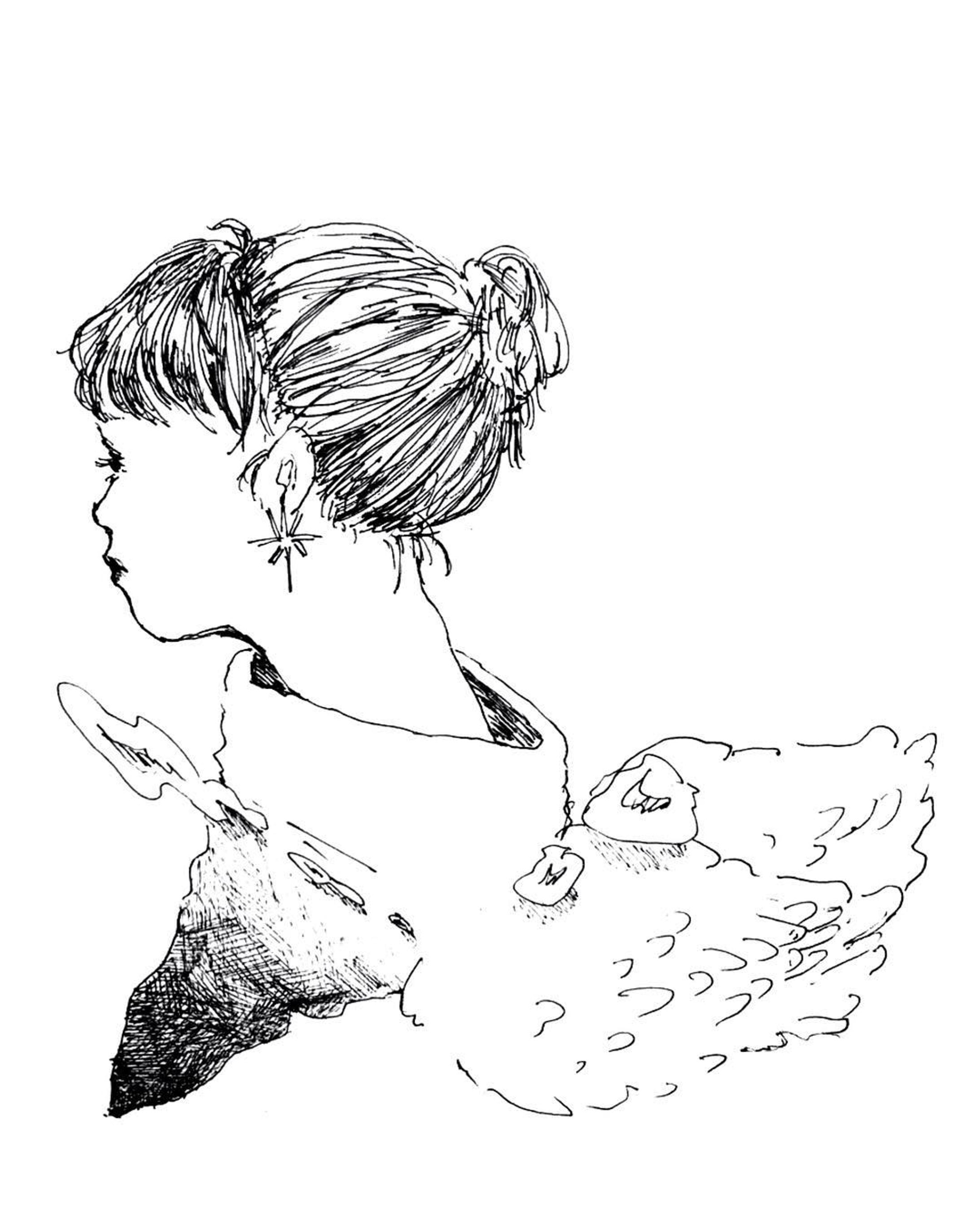 シールにする子 
#drawing #illustration #girl-1