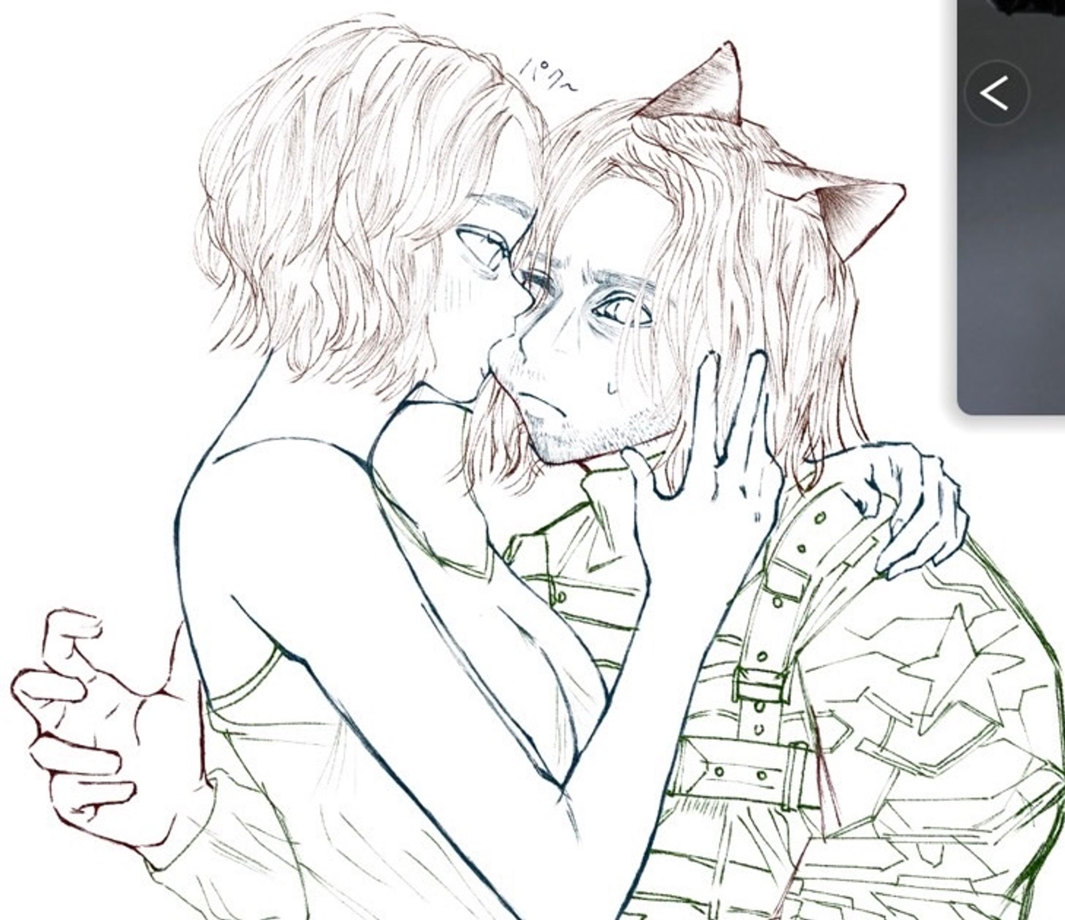 線画のみ二人絵(1800円)-1