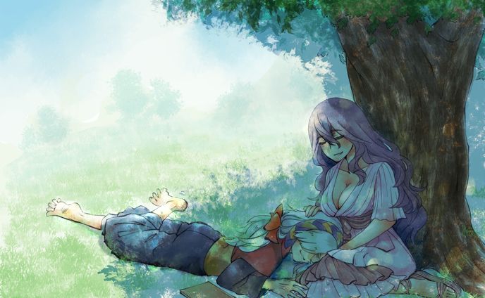 簡単な背景と人物のイラスト